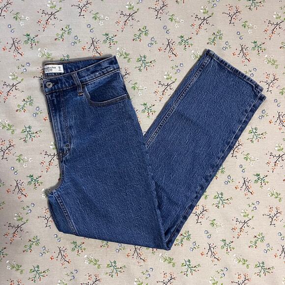 Abercrombie & Fitch The 90's Straight Ultra High Rise Jean 28 / 6 R  Denim Blue - Picture 6 of 9